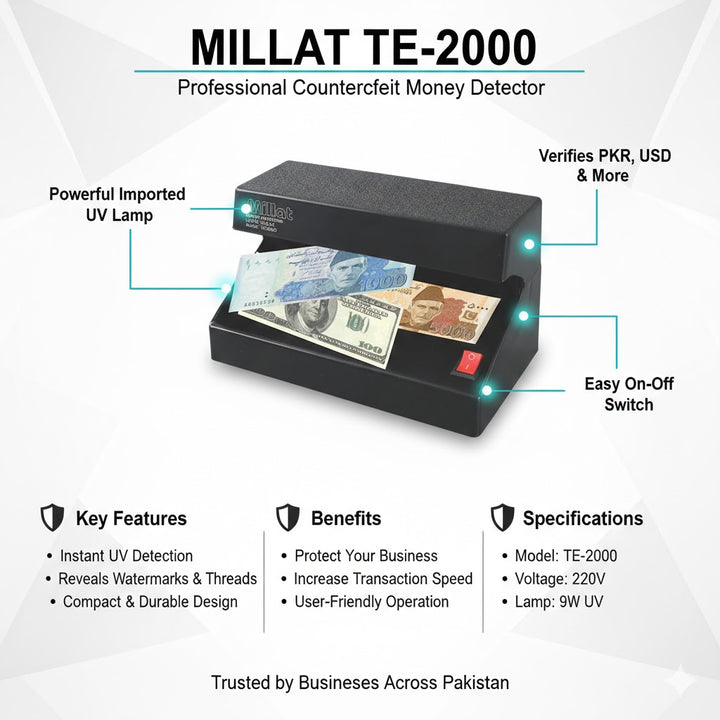 Money Detector Machine with UV Light 6W | Note Detector – Zarvi Traders